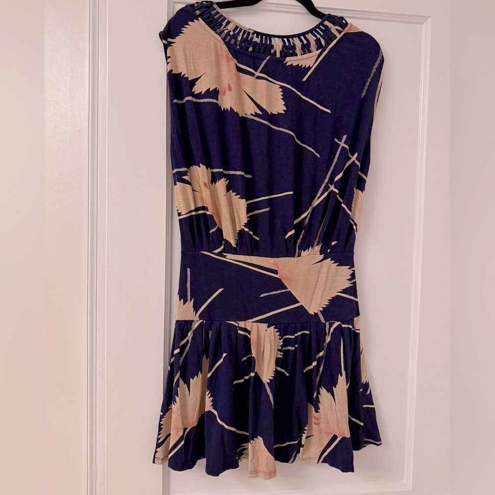 GUC - Anthropologie Floral Blue Dress size US 6